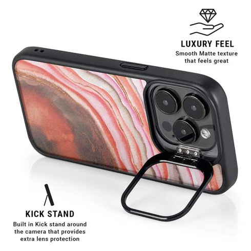 Orange Watercolor Geode iPhone 15 Pro Kickstand Case